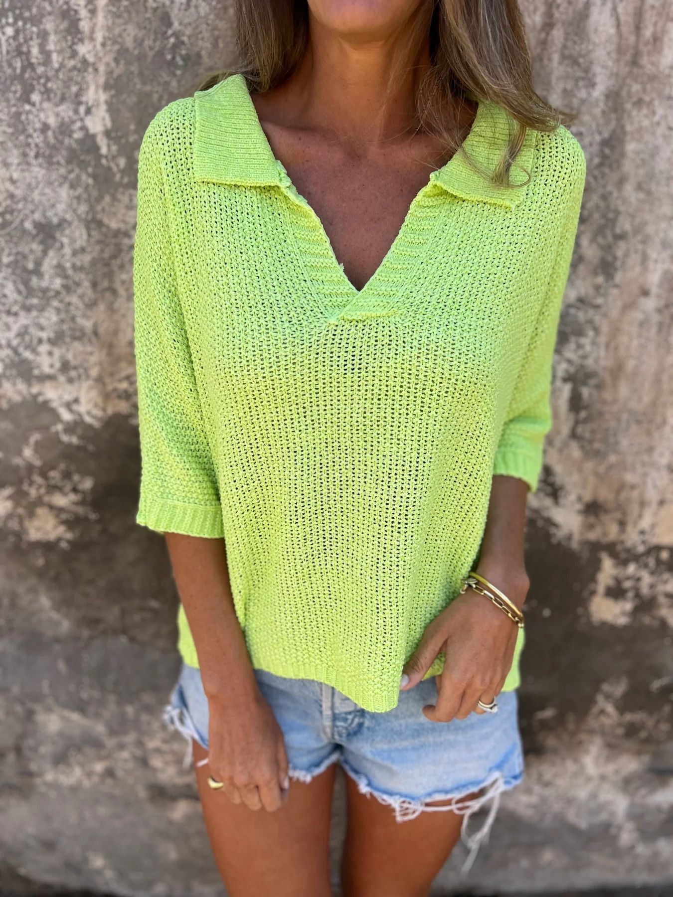Haut Tricoté Femme à Col Revers